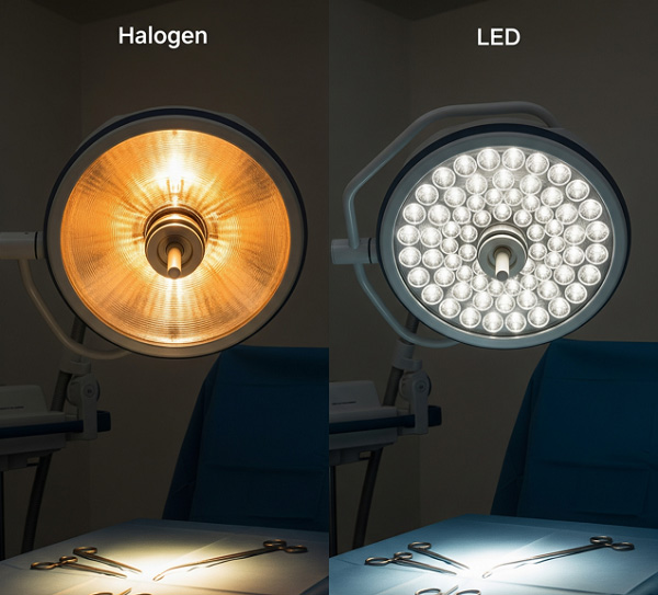 مقایسه چراغ معاینه هالوژنی و led