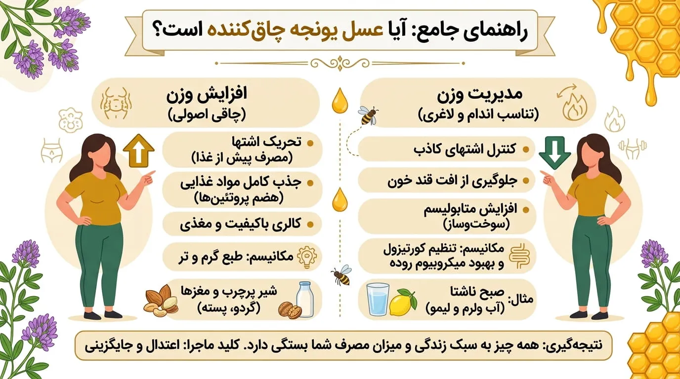 اینفوگرافیک آیا عسل یونجه چاق کننده است؟